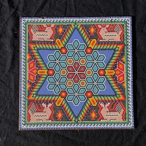 Huichol Beaded Painting Peyote Indigenous Made Fair Trade Peyote Art Native Patterns Wixarika Art Painting Beaded