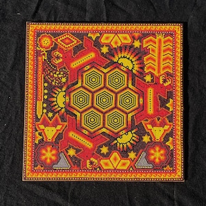 Huichol Beaded Painting Peyote Indigenous Made Fair Trade Peyote Art Native Patterns Wixarika Art Painting Beaded