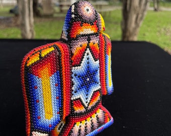 Beaded Huichol Indigenous Fair Trade Beaded Eagle Sculpture Genuine Huichol Unique Gift Native Art