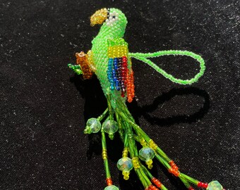 Huichol Fair-Trade-Peyote-Papagei Perlen Schlüsselanhänger echtes Huichol gemacht