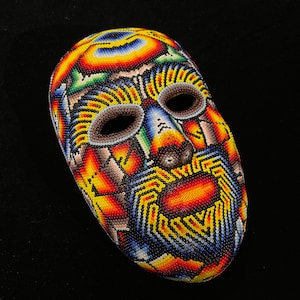 Beaded Huichol Indigenous Fair Trade Beaded Mask Sculpture Genuine Huichol Unique Gift Native Art Wixarika