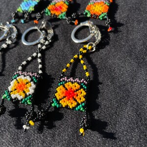 Huichol Mini Peyote Beaded Keychain Genuine Huichol Made
