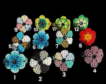 Anelli di fiori di peyote con perline indigene Huichol del commercio equo e solidale, gioielli Wixarika realizzati a mano dagli autentici Huichol, anello di perline di arte indigena Wixarika