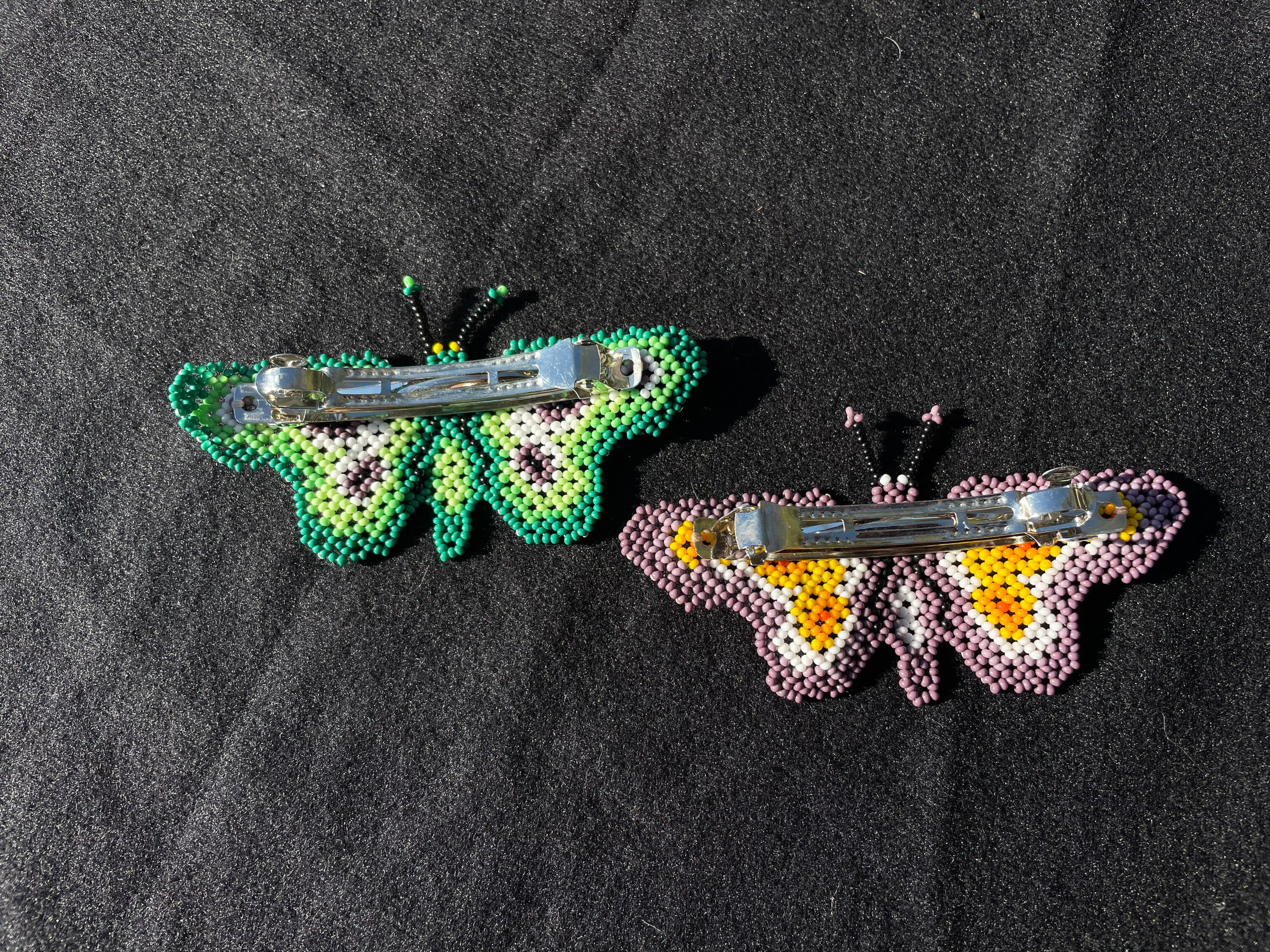 Huichol Fair Trade Indigenous Made Beaded Butterfly Hair 