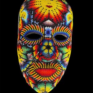 50% DISCOUNT Beaded Huichol Indigenous Fair Trade Beaded Mask Sculpture Genuine Huichol Unique Gift Native Art Wixarika