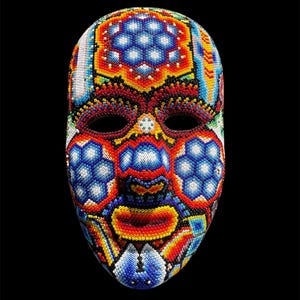 50% DISCOUNT Beaded Huichol Indigenous Fair Trade Beaded Mask Sculpture Genuine Huichol Unique Gift Native Art Wixarika