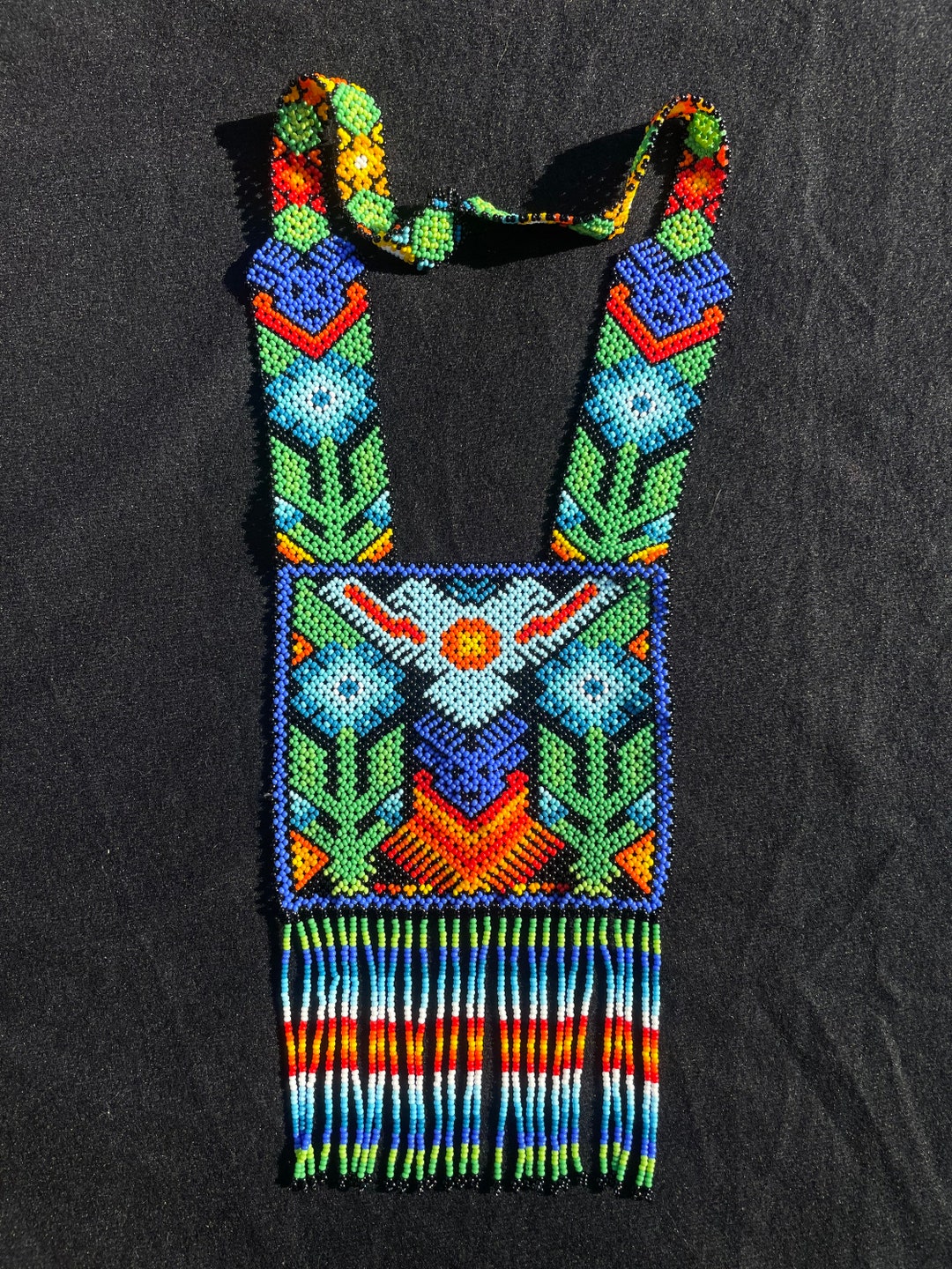 Wixarika Huichol Beaded Medicine Necklace Medallion Beaded Etsy