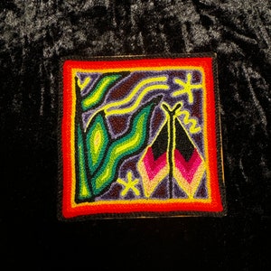 Huichol Indigenous Fair Trade Yarn Painting Native Made Peyote Art Indigenous Blue Deer