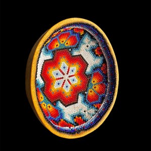 Huichol Beaded Gourd Wixarika Indigenous Art Hand Made Fair Trade Unique Gift Native Art Kauyumari Blue Deer