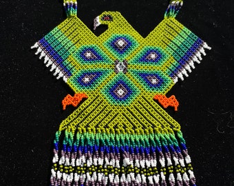 Jewelry Beaded Huichol Necklace Eagle Necklace Peyote Power Medicine Necklace Huichol Native Hand Made Wixarika