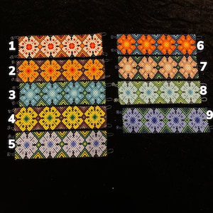 Huichol Peyote Pattern Beaded Bracelet Genuine Huichol Made Indigenous Art Beaded Jewelry Native Gift Peyote Deer Kauyumari Blue Wixarika