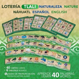 Lotería Náhuatl Lotería Azteca y Juego de Cartas de Memoria Kit de Juego 2 en 1 Juego de Bingo Cartas Náhuatl Tradicionales Mexicanas