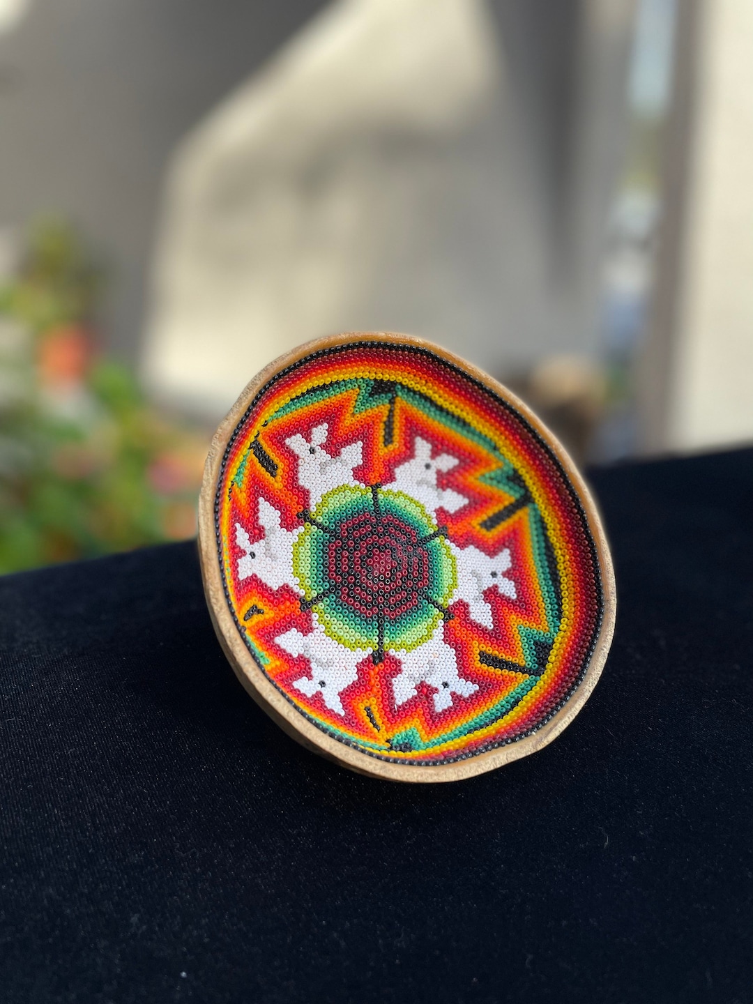 Vintage Beaded Huichol Gourd with Sacred Deer