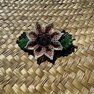 Huichol Fair Trade Indigenous Made Beaded Flower Hair Clip Genuine Huichol Made