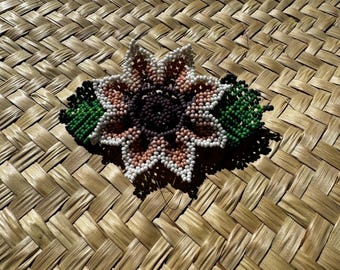 Huichol Fair Trade Indigenous Made Beaded Flower Hair Clip Genuine Huichol Made