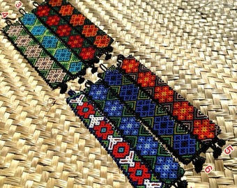Huichol Peyote Pattern Beaded Bracelet Genuine Huichol Made Indigenous Art Beaded Jewelry Native Gift Wixarika