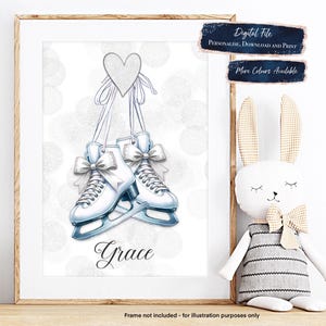 Ice Skates Personalised Print, Figure Skating Print, Ice Skating Print, Gift for Figure Skater, Ice Skater Wall Art, Ice Skates Drawing