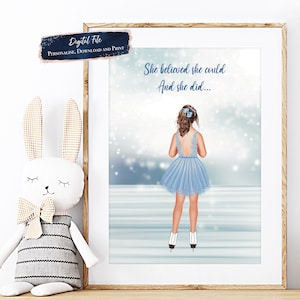 Ice skating personalised print, Motivational quote print for young ice skater, Figure skater print, Ice skating room decor, Ice skating girl
