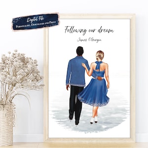 Ice Dancing Couple Personalised Print, Ice Skaters Print, Figure Skating Couple Portrait, Ice Skating Illustration, Ice Dancers Illustration