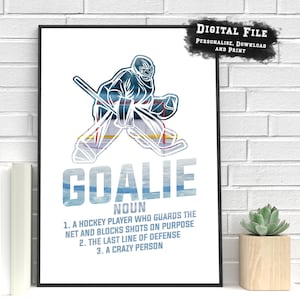 Ice Hockey Goalie Definition Print: Netminder Wall Art (Digital Download)