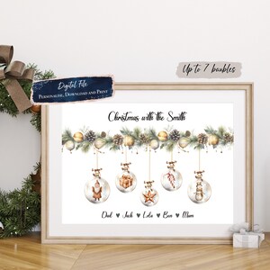 Personalised Christmas Family print, Christmas home decor, Christmas Baubles poster, Housewarming Gift, Christmas Gift for Mum, Printable