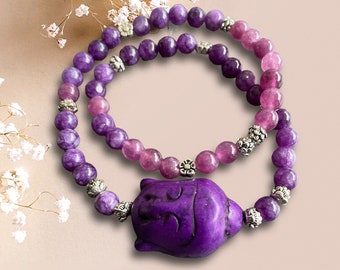 SHEILA bracelet made of amethyst stone with a large Buddha pearl