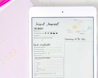 Printable Travel Journal with writing prompts | Keepsake Travel Diary | Vacation journal for memories | Digital & Printable | PDF 8.5 x 11