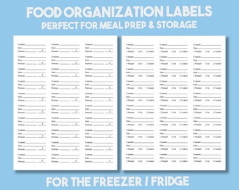 Meal Prep Food Labels Printable PDF | Fridge & Freezer organization labels | Avery® Template 5160 compatible with crop marks