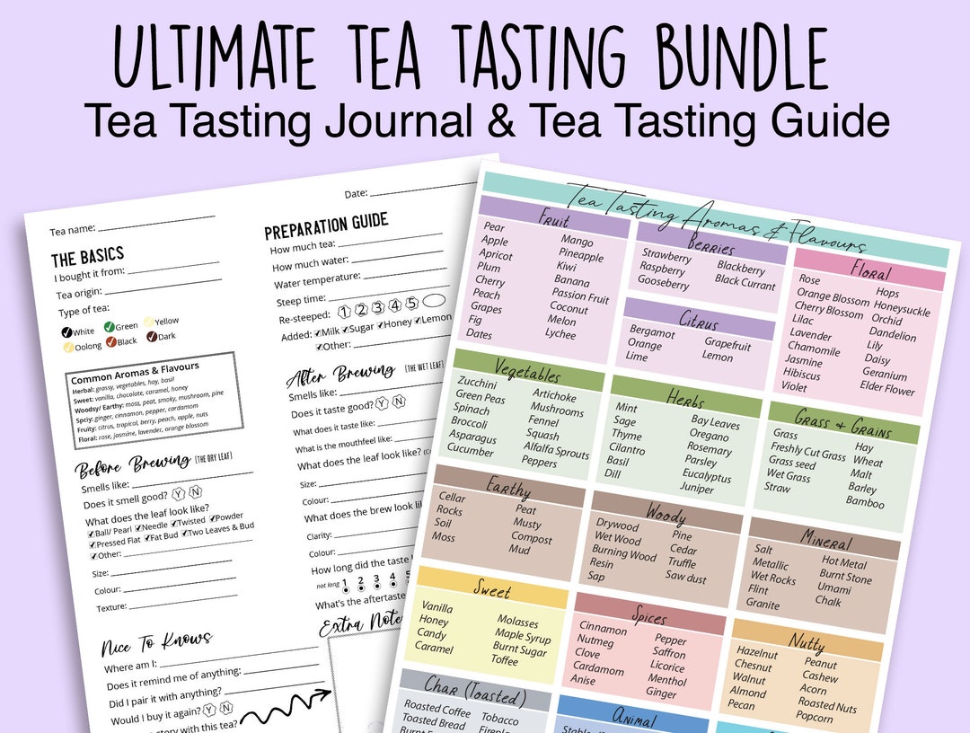 Tea Tasting Bundle Tea Tasting Journal & Guide Digital Download 8.5 X
