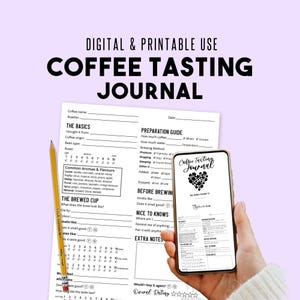 Coffee Tasting Journal With coffee flavour and aroma examples | Coffee tracker | Printable Digital Download | 8.5 x 11 | Interactive PDF