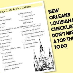 Printable New Orleans Top Things To Do Checklist Digital Editable PDF New Orleans Louisiana U.S. Travel Guides Trip Planner image 2