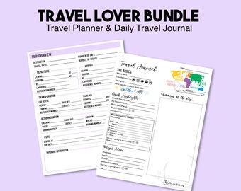 Printable Travel Planner & Journal | Trip Itinerary (Digital Download)