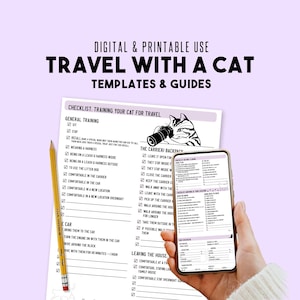 Cat Travel Planner | Pet Friendly Travel Planner | 8.5 x 11 Printable Digital Download | Cat Packing List | Cat Travel Checklist