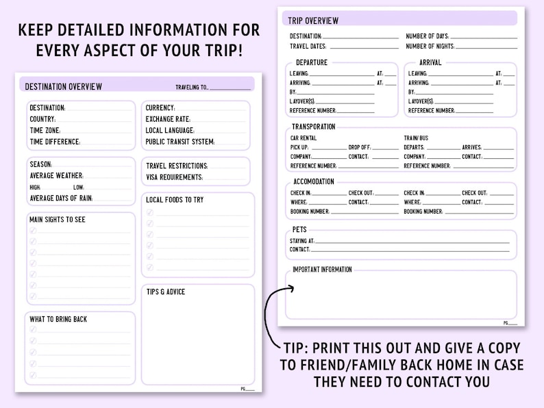 Ultimate Digital Travel Planner Vacation Planner With Trip Itinerary Template, Budget, Research, and Packing Lists 8.5 x 11 Printable image 5