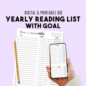 Book Tracker Printable: Reading List Template (Digital Download)