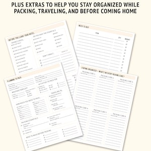 Travel Packing List | Digital &amp; Printable Use | Packing Checklist and ...