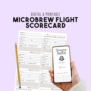 Cartão de pontuação de voo de microcervejaria | Classificação de cerveja | Cartão de pontuação de cervejaria | Degustação de cervejaria | Impressão de cerveja para despedida de solteiro | Degustação de cerveja