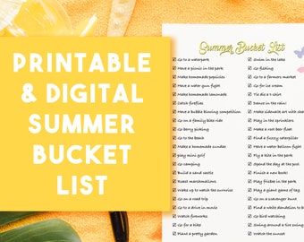 Summer Bucket List Printable For Families And Kids, Letter, Instant Download PDF | Blank Template | Two Formats  | Summer Ideas | Activities