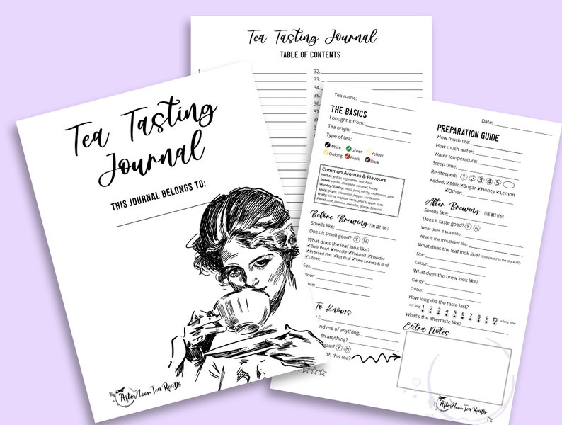 Tea Tasting Journal: Keep Track Of The Teas You've Tried Digital Download 8.5 x 11 Interactive PDF Printable image 3