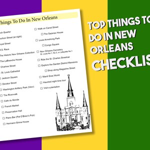 Printable New Orleans Top Things To Do Checklist Digital Editable PDF New Orleans Louisiana U.S. Travel Guides Trip Planner image 1