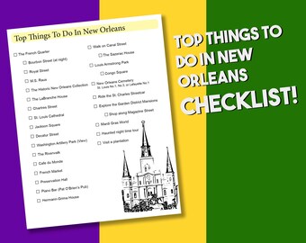 Printable New Orleans Top Things To Do Checklist | Digital Editable PDF  | New Orleans Louisiana |  U.S. Travel Guides | Trip Planner |