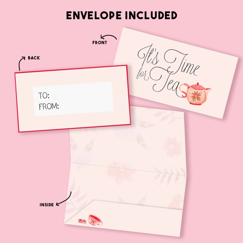 Afternoon Tea Voucher With Envelope Tea Gift Printable Gift Certificate Voucher Template Printable Voucher Coupon, PDF JPG image 3