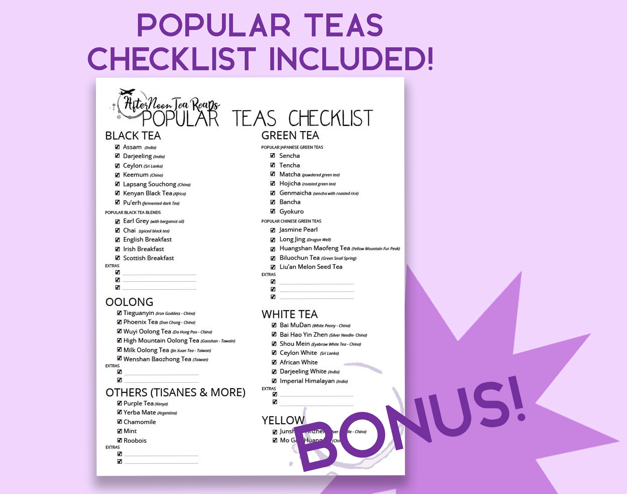 Tea Tasting Journal Keep Track of the Teas You've Tried Digital