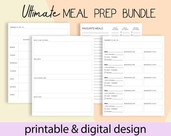 Planificador de comidas: Plan de comidas semanal, cero desperdicio de alimentos (PDF digital)