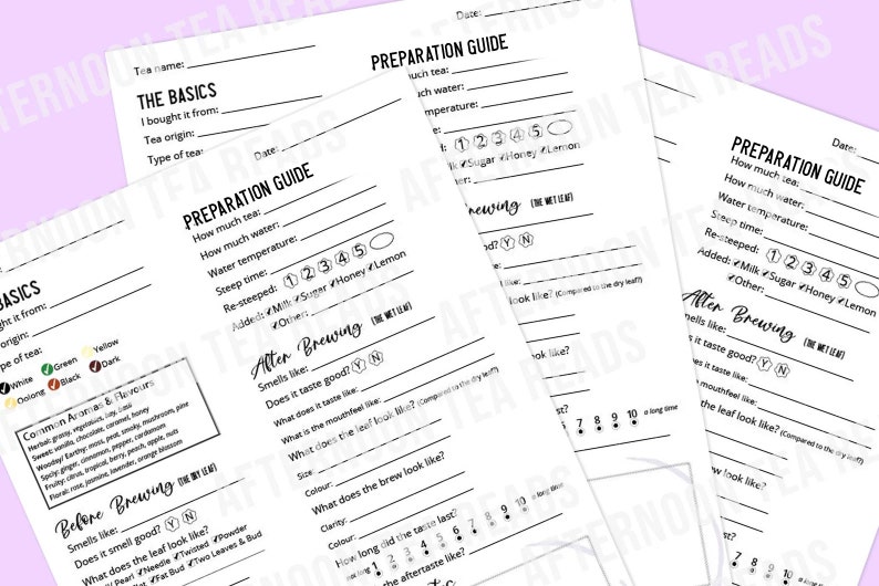 Tea Tasting Journal: Keep Track Of The Teas You've Tried Digital Download 8.5 x 11 Interactive PDF Printable image 4