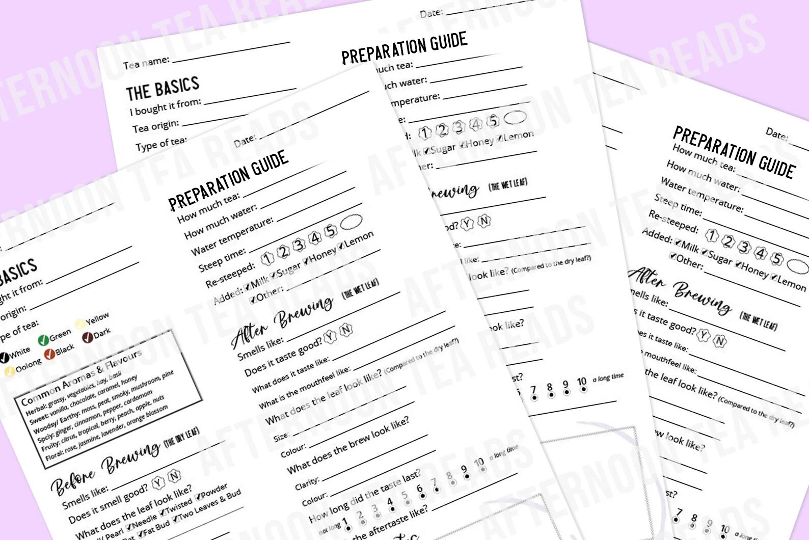 Tea Tasting Journal Keep Track of the Teas You've Tried Digital