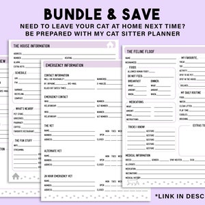 Cat Travel Planner Pet Friendly Travel Planner 8.5 x 11 Printable Digital Download Cat Packing List Cat Travel Checklist image 8