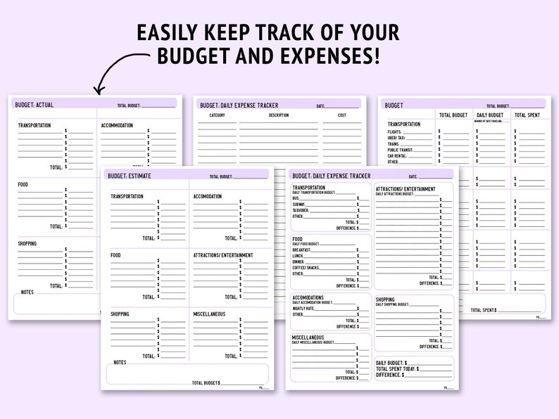 Ultimate Digital Travel Planner Vacation Planner With Trip Itinerary Template, Budget, Research, and Packing Lists 8.5 x 11 Printable image 4