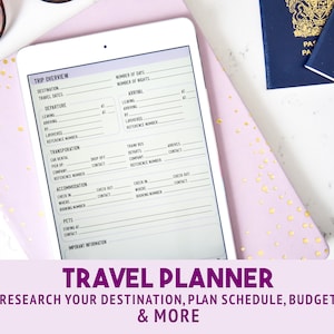 Ultimate Printable Travel Planner | Vacation Planner With Trip Itinerary Template, Budget, Research, and Packing Lists | 8.5x11 Digital PDF