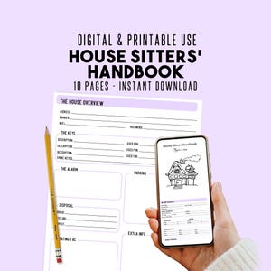 House Sitters Planner Printable & Fillable PDF | 8.5 x 11 | Fillable House Care Information Sheet  With Plant Care House Schedule | Template